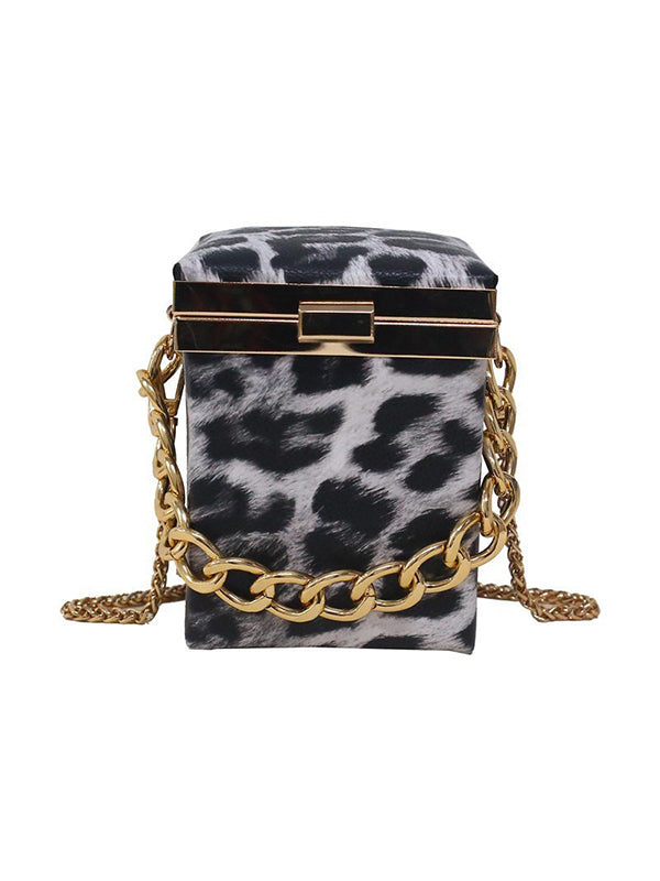 Bolsos bandolera de leopardo con cadenas 