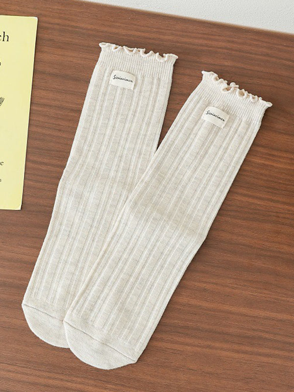 Elasticity Pleated Wood Ear Lace Socks