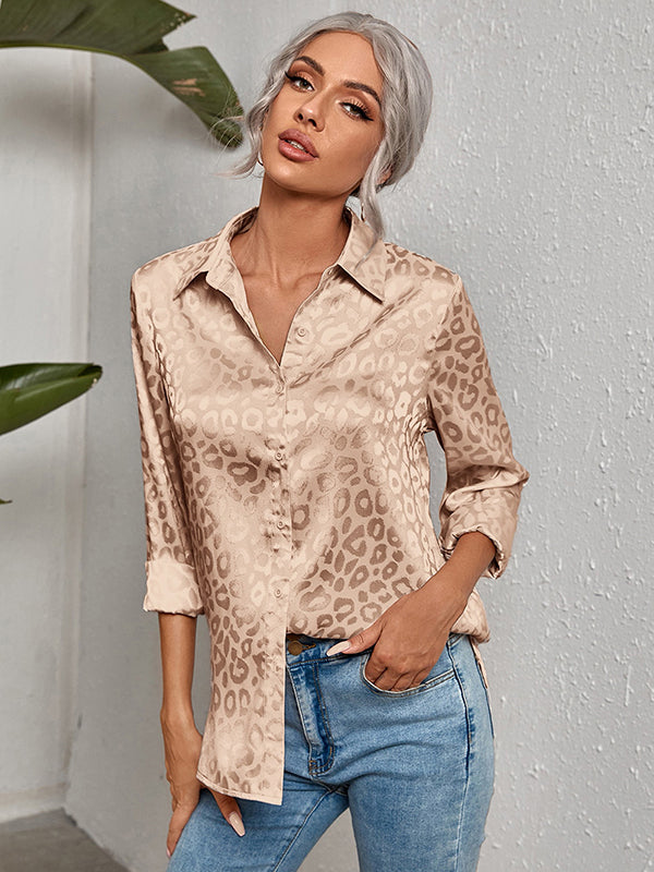 Urban Leopard Long Sleeves Lapel Blouse