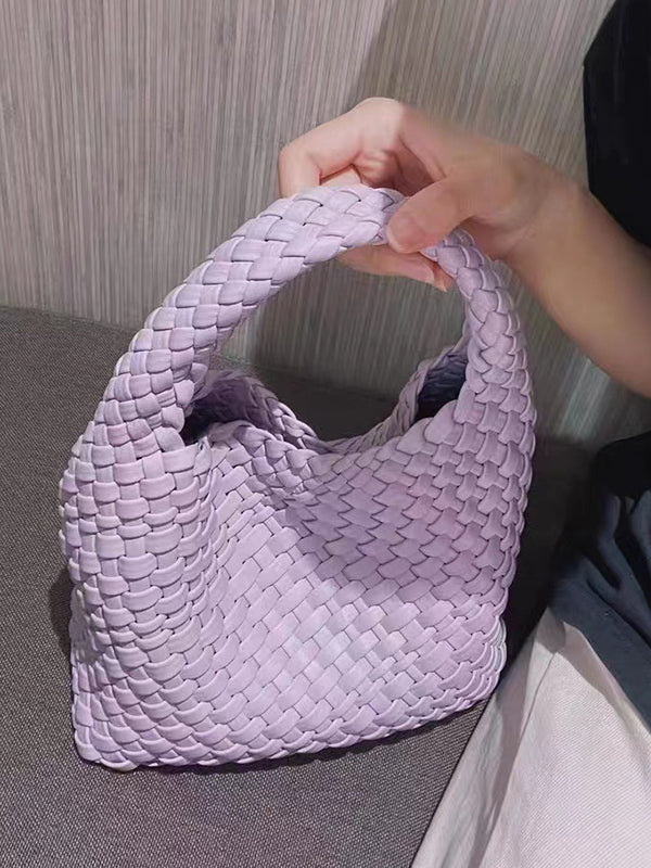 Solid Color Woven Bags Handbags