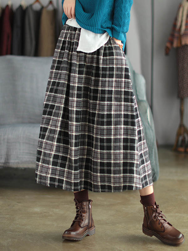 Artistic Retro Plaid A-Line Skirt