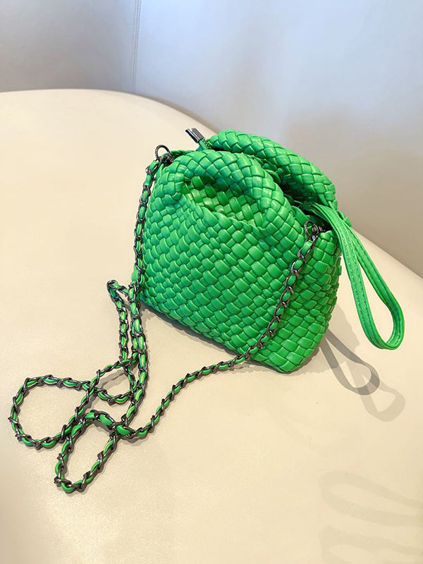 Solid Color Woven Bags Handbags