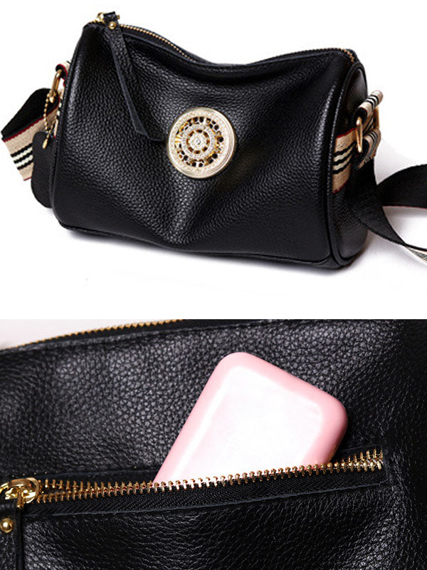 Contrast Color Rhinestone Zipper Crossbody Bags