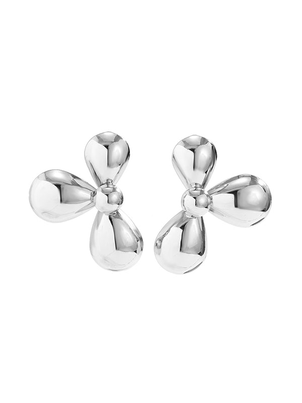 Flower Shape Solid Color Drop Earrings