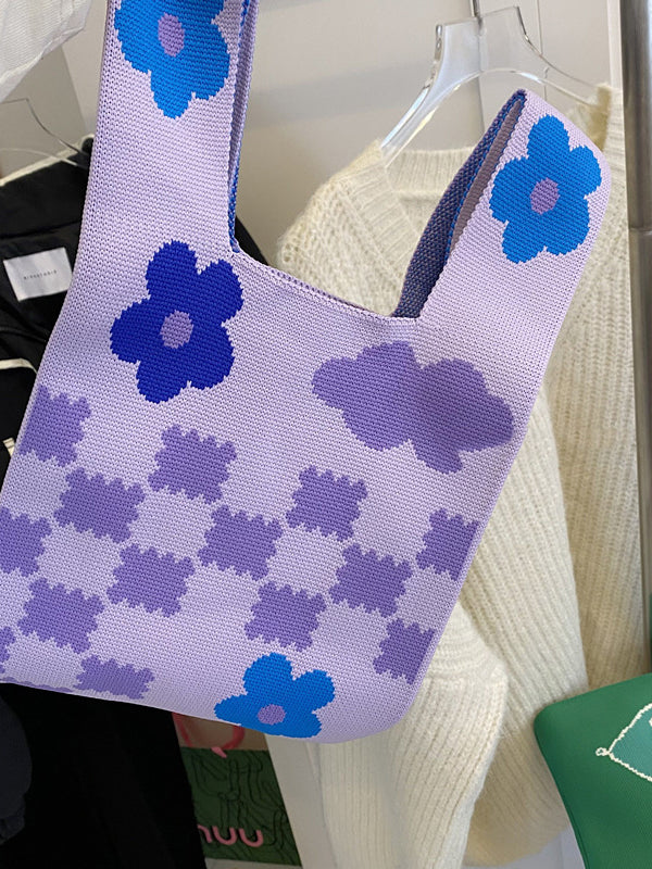 Bolsos a cuadros con estampado floral Accesorios Bolso tejido 