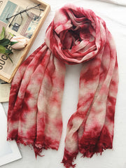 Vintage Tie-Dyed Fringed Scarf