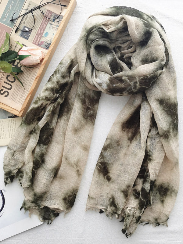 Vintage Tie-Dyed Fringed Scarf