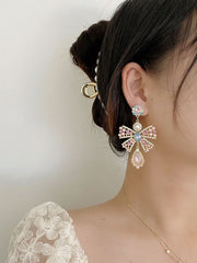 Statement Pink Bow-Embellished Earrings Accessories