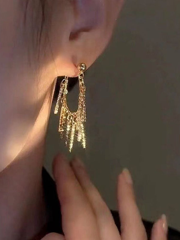 Geometric Tasseled Drop Earrings