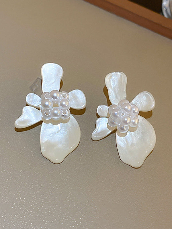 Acrylic & Imitation Pearl Flower Shape Earrings Accessories