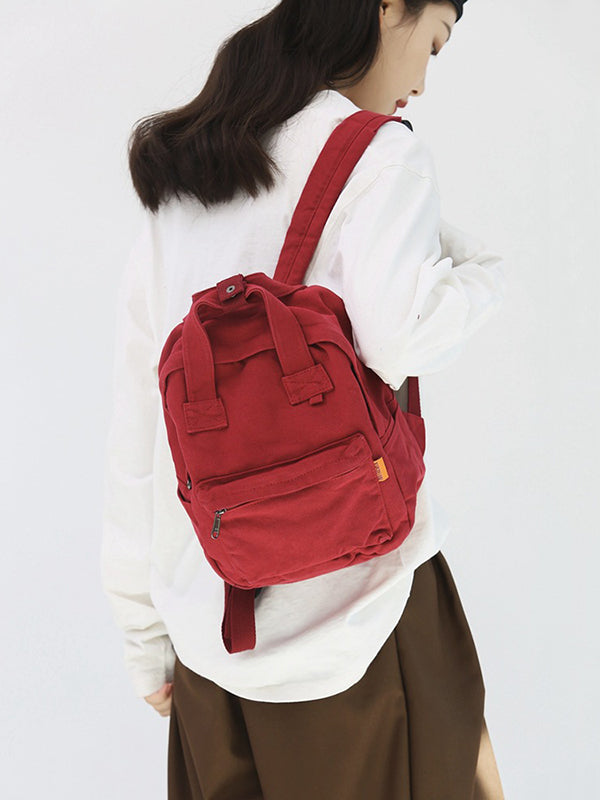 Simple Casual 5 Colors Canvas Backpack