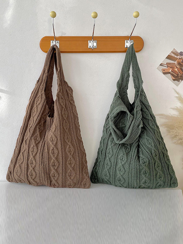 Woven Solid Color Handbags