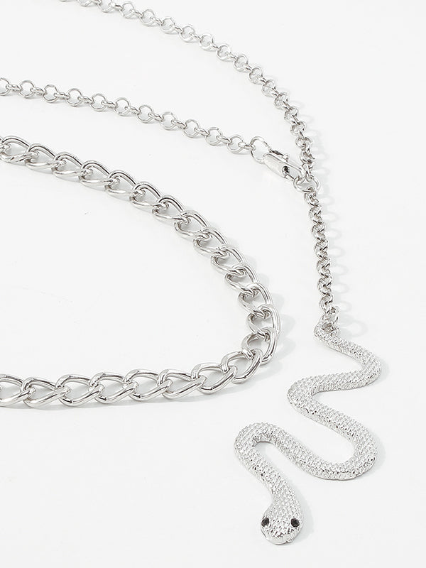 Two Pieces Chains Snake Shape Necklaces Accessories