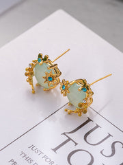 Flower Shape Rhine Stones Earrings Accessories