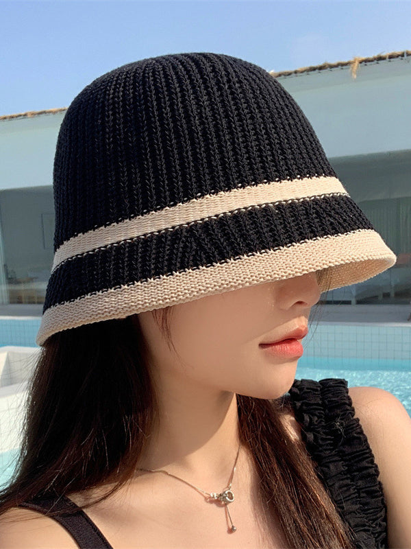 Sun-Protection Contrast Color Woven Fisherman Hat Hats&Caps