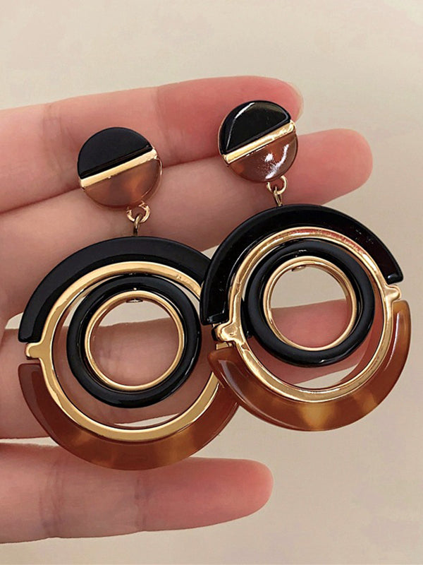 Contrast Color Geometric Earrings Accessories