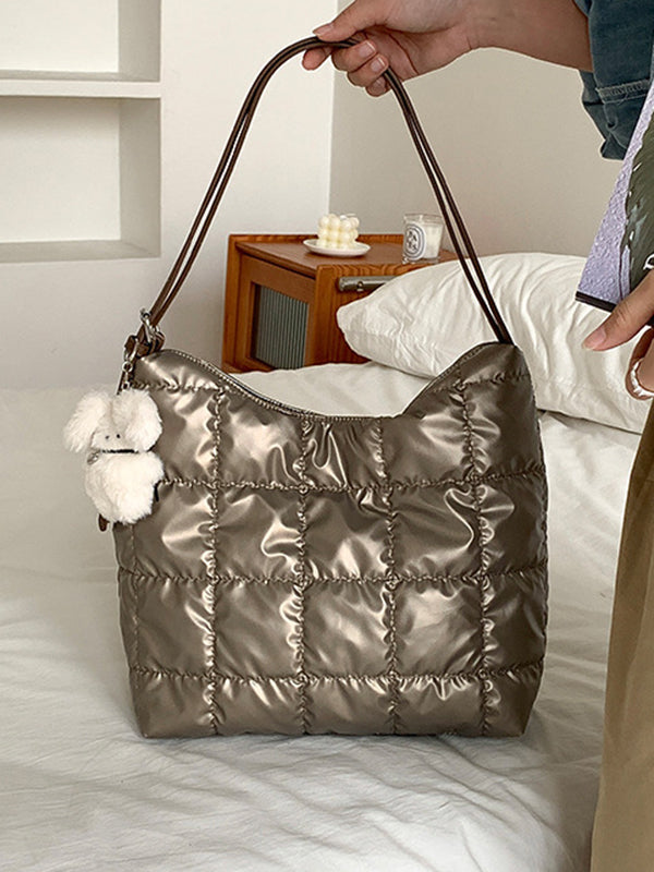 Buckle Split-Joint Padded Handbags Tote Bags