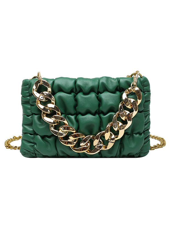 Chains Plaid Solid Color Crossbody Bags