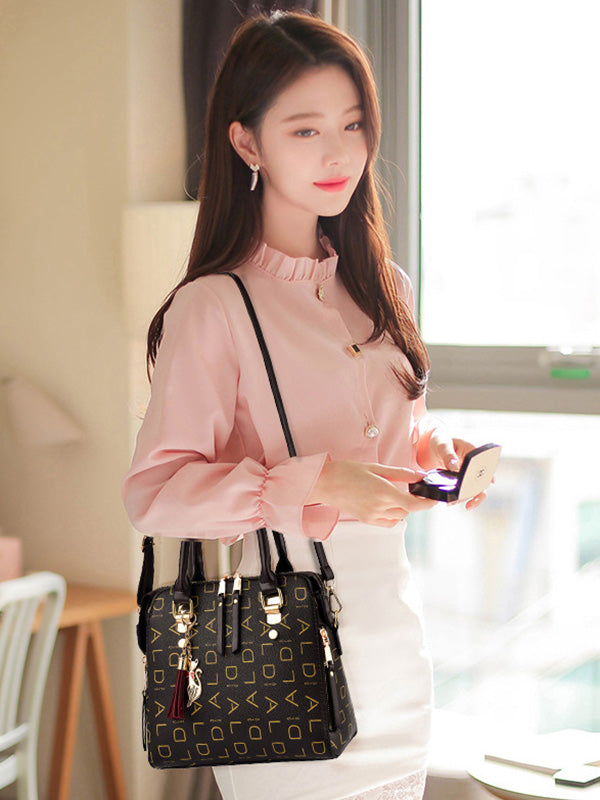 Casual Letter Print Zipper Simpel Shoulder Bag