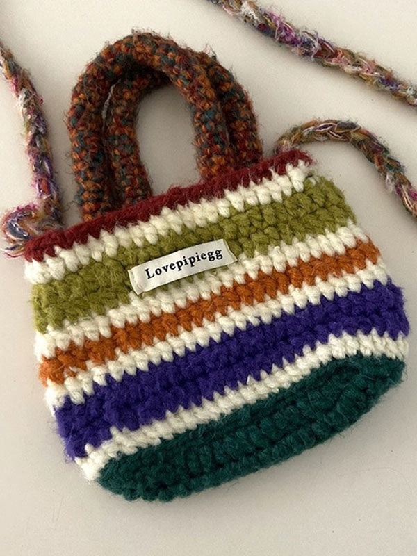 Colorful Contrast Color Crossbody Bag Woven Handbag