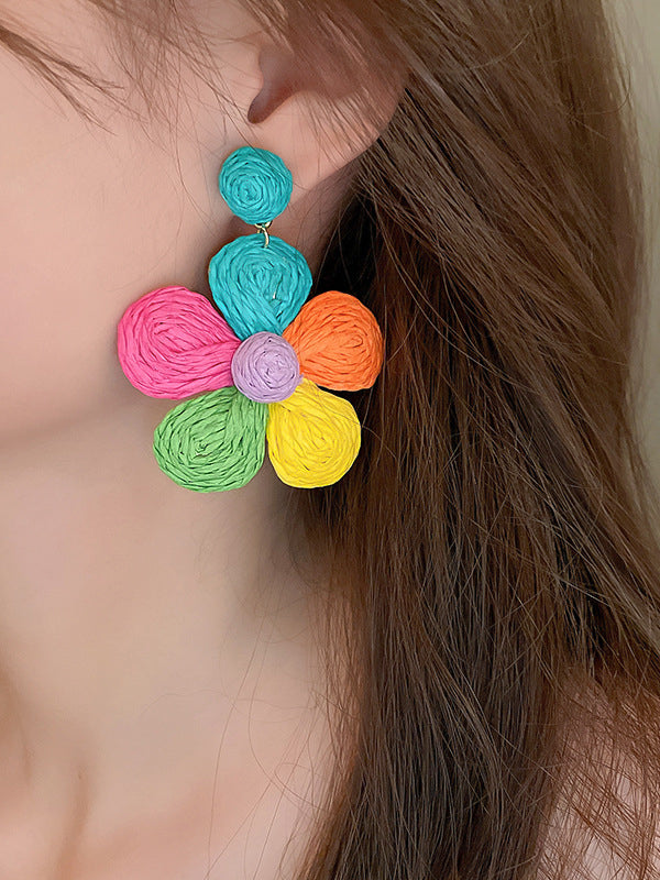 Colorful Flower Shape Drop Earrings