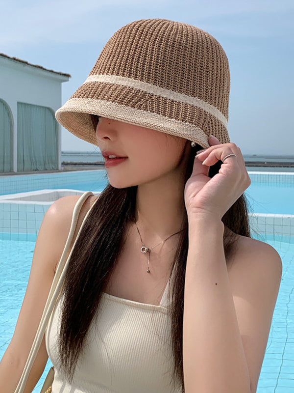 Sun-Protection Contrast Color Woven Fisherman Hat Hats&Caps