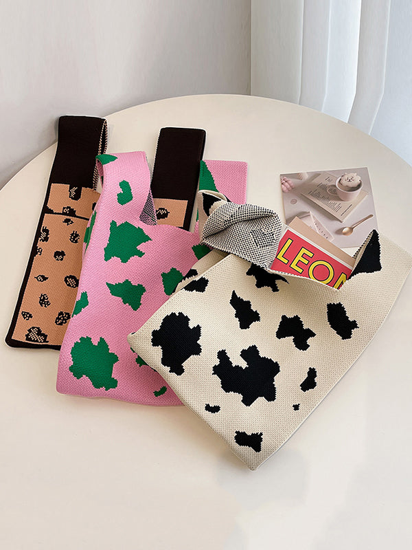 Urban Knitting Cow Pattern Bags Accessories Handbags