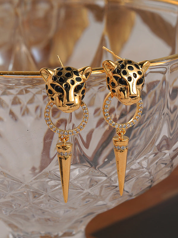 Animal Shape Geometric Rhine Stones Drop Earrings