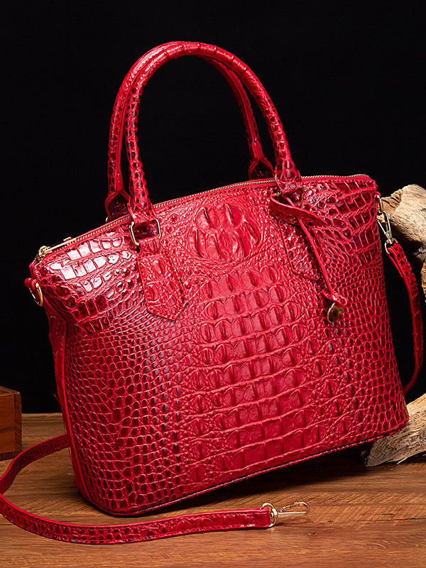 Alligator Print Pleated Split-Joint Bags Handbags