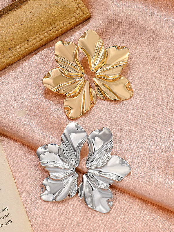 Flower Shape Solid Color Earrings Accessories