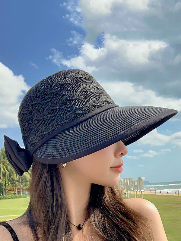 Sun-Protection Belly-Hollow Bowknot Wide Side Hats&Caps