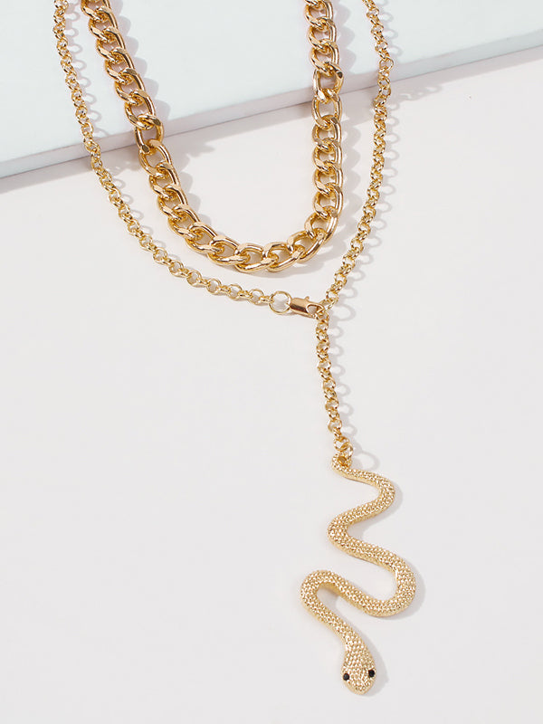 Two Pieces Chains Snake Shape Necklaces Accessories