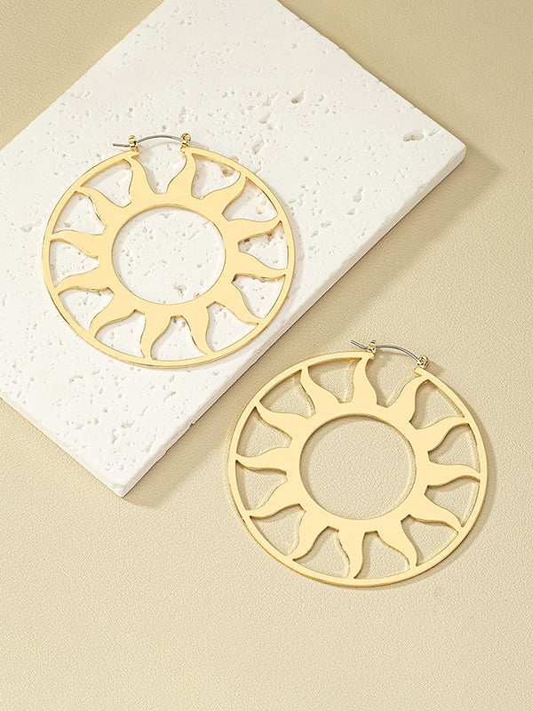 Hollow Solid Color Sun Ear-Ring