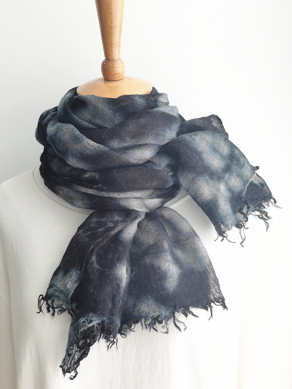 Vintage Tie-Dyed Fringed Scarf