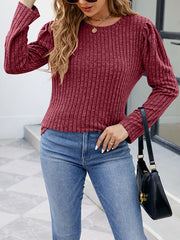 Long Sleeves Solid Color Round-Neck T-Shirts