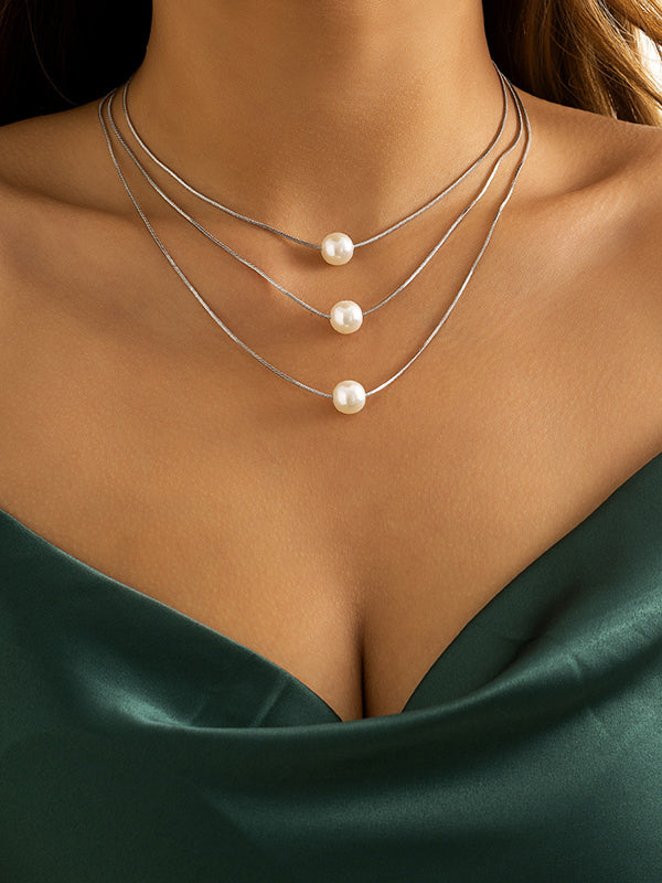 Simple Multilayer Pearl Necklaces Accessories