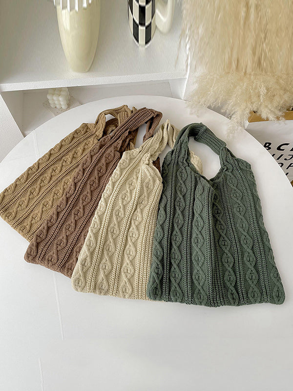 Woven Solid Color Handbags