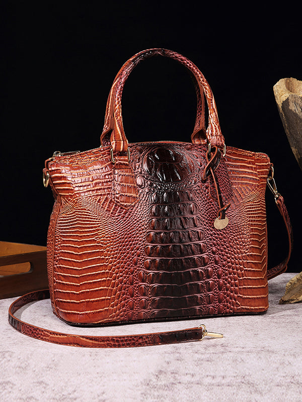 Alligator Print Pleated Split-Joint Bags Handbags