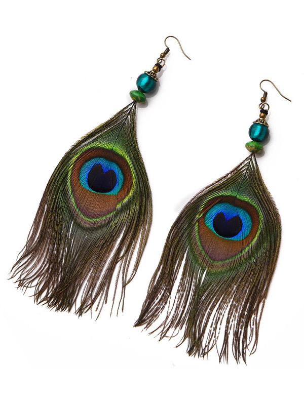 Ethnic Style Retro Peacock Feather Earrings