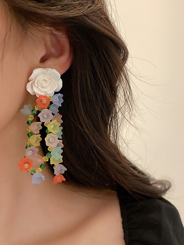 Statement Multi-Colored Floral Earrings Accessories