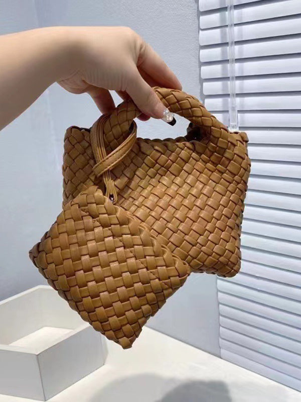 Solid Color Woven Bags Handbags