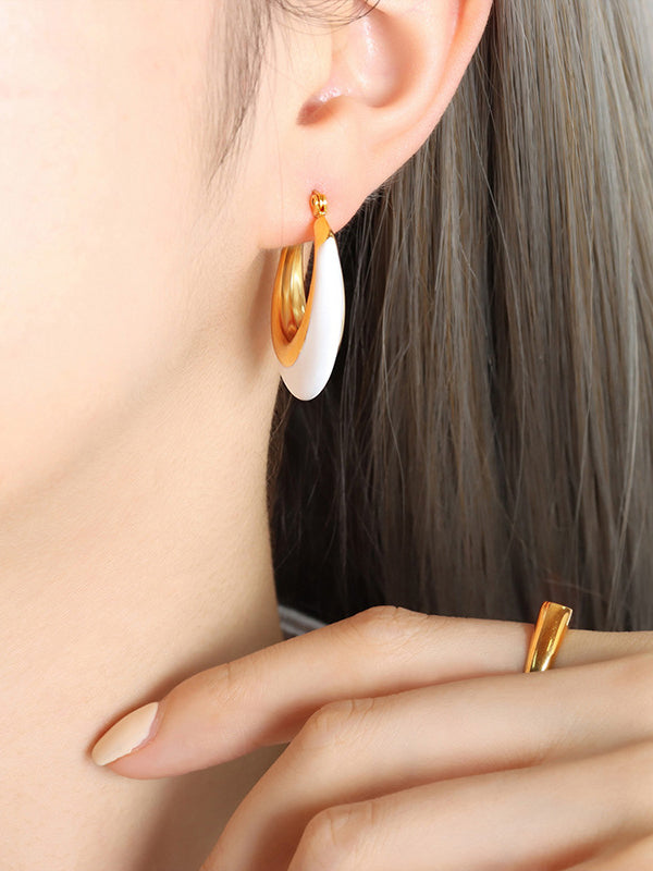 Contrast Color Geometric Split-Joint Earrings Accessories