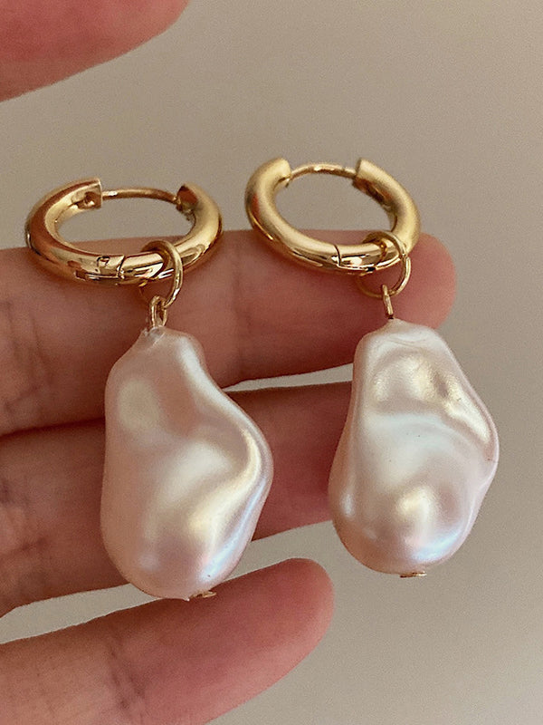 Irregularity Imitation Pearl Contrast Color Earrings Accessories