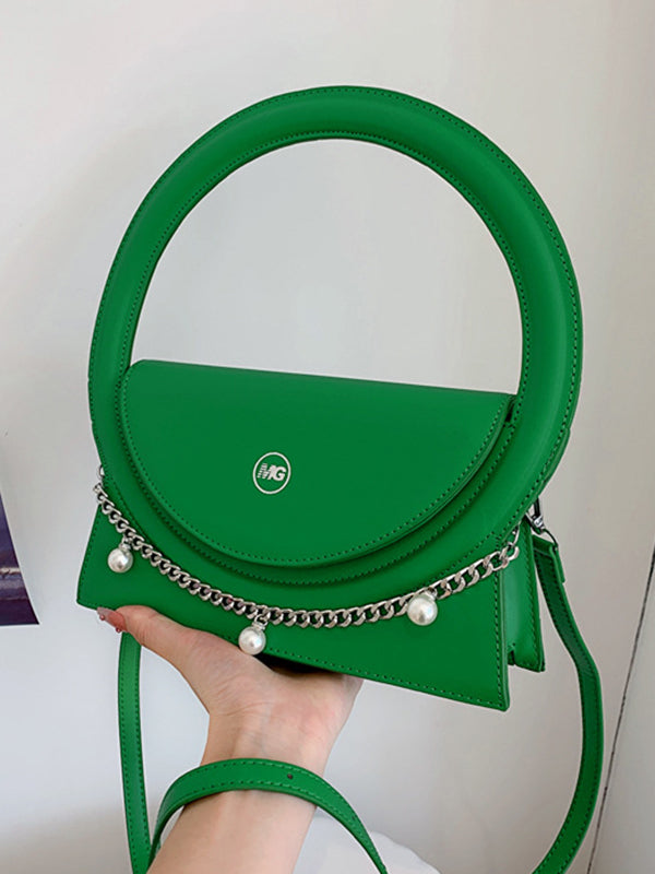 Chains Geometric Zipper Handbags