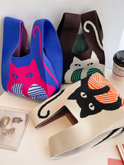 Animal Printed Multi-Colored Bags Accessories Woven Handbag