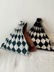 Contrast Color Pleated Plaid Woven Bags Accessories