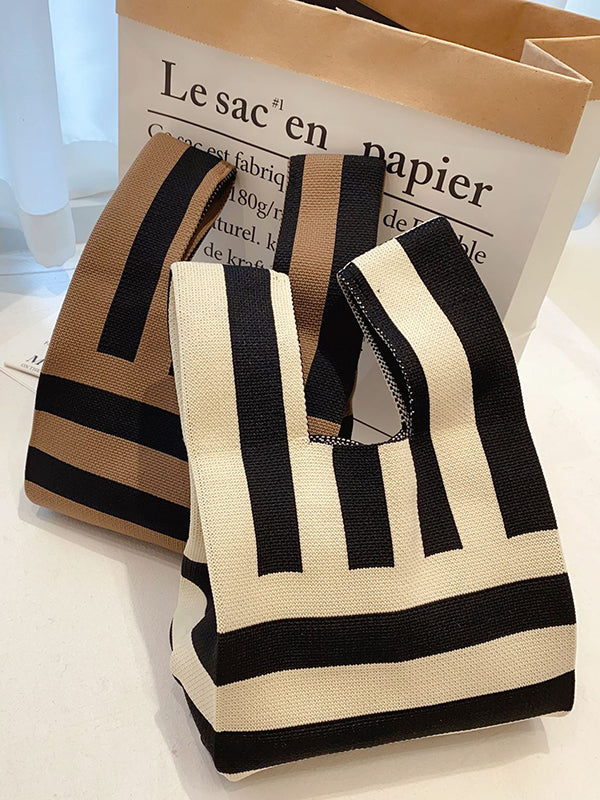 Knitting Checkerboard Zebra-Stripe Striped Bags Accessories Handbags