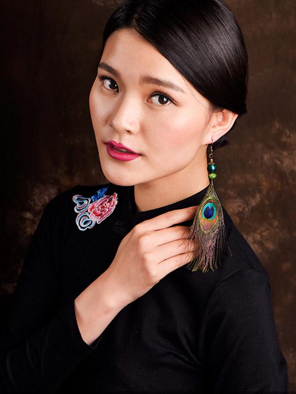 Ethnic Style Retro Peacock Feather Earrings