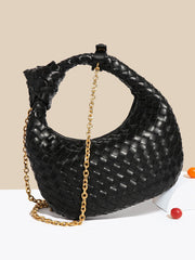 Chains Knot Solid Color Woven Zipper Crossbody Bags