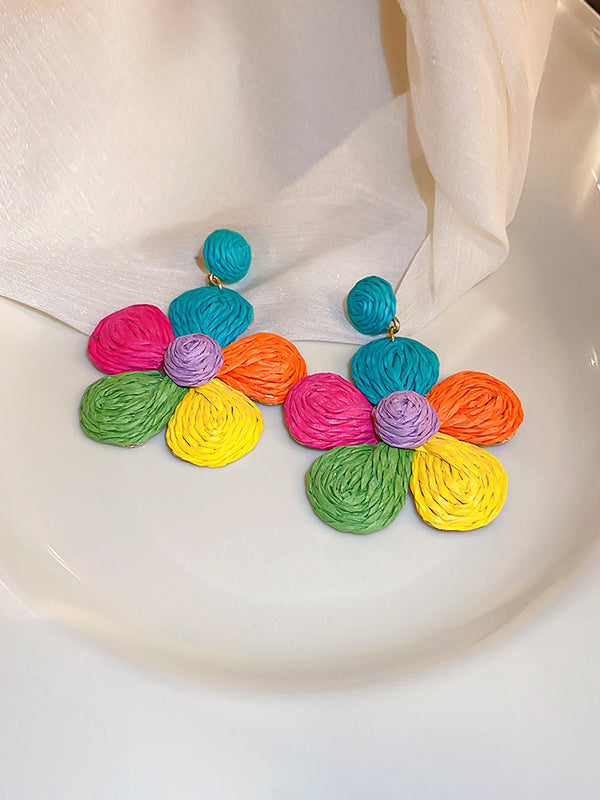 Colorful Flower Shape Drop Earrings